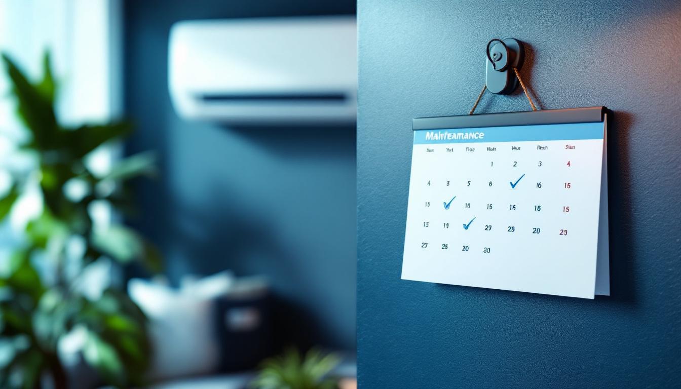 Calendario de mantenimiento de aire acondicionado con fechas marcadas