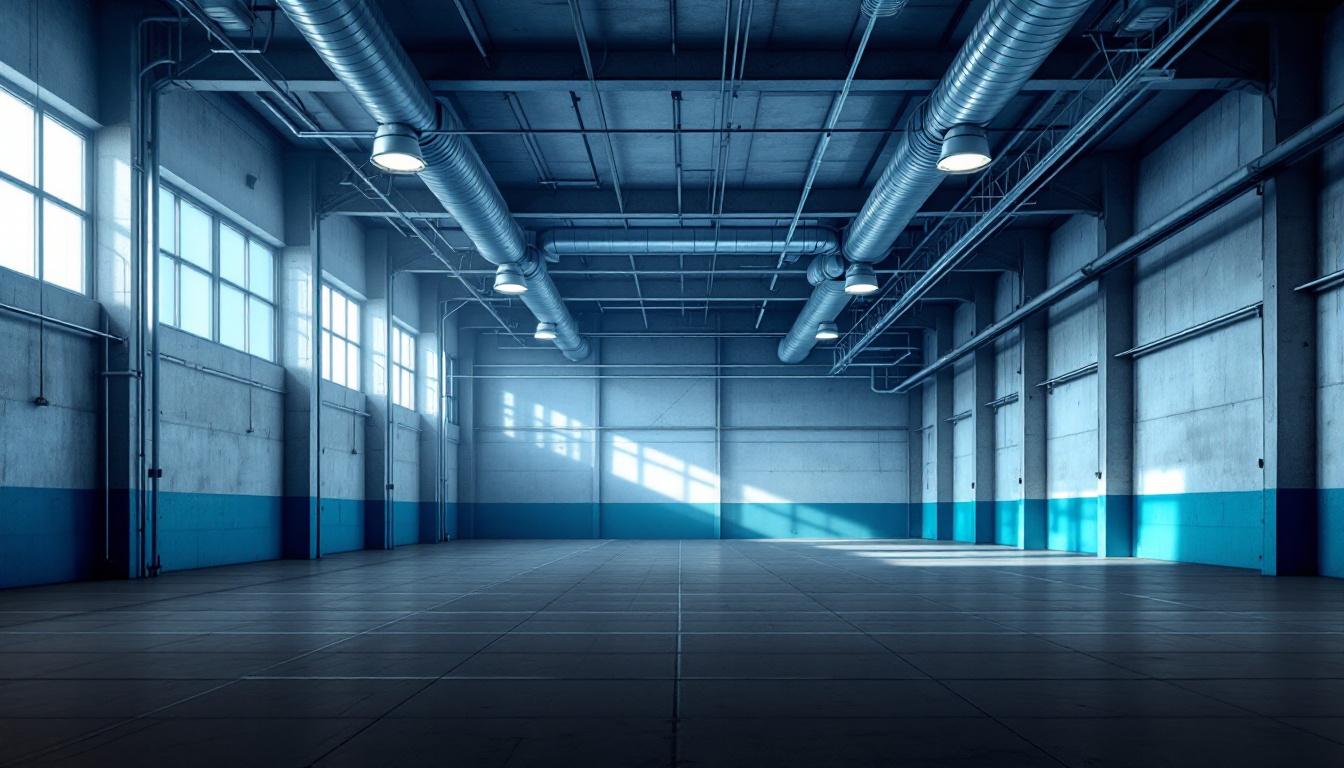 Nave industrial con extractores y ductos de ventilación